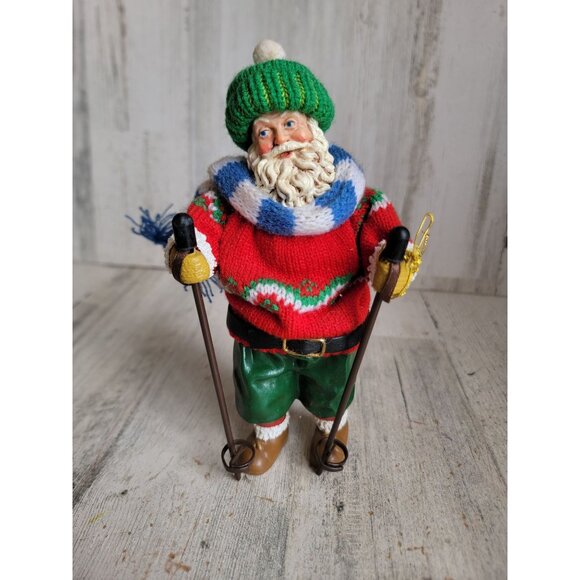 Clothtique possible dreams ski Santa Claus hike ornament Xmas vintage - Picture 2 of 7